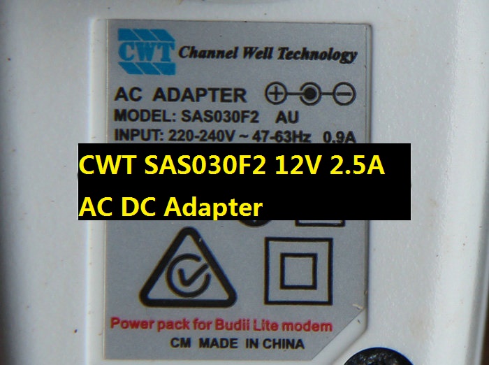 *Brand NEW* 12V 2.5A AC DC Adapter CWT SAS030F2 POWER SUPPLY - Click Image to Close